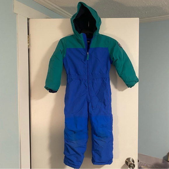 Lands' End Other - Toddler 4T Lands End Waterproof Insulated Snow Suit Ski Blue/Green Hooded Winter